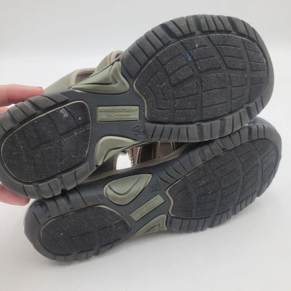 Rugged Outback Mens Hiking Sandals Olive Green Bungee Closed Toe Size 9.5 75885